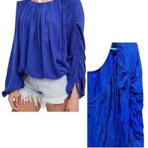 Free People Women's Blue Off-Shoulder Top